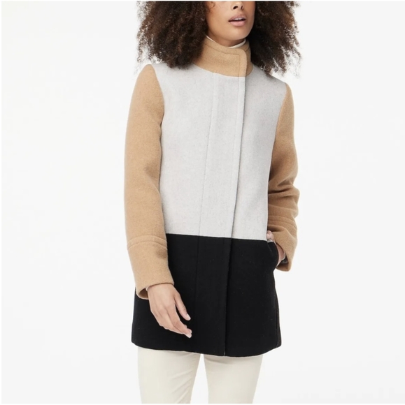JCrew Color Block City Coat in Camel Sz 14 - Picture 2 of 4